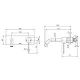Wall Basin Phoenix Vivid Slimline Mixer Set Curved 180mm - Brushed Nickel