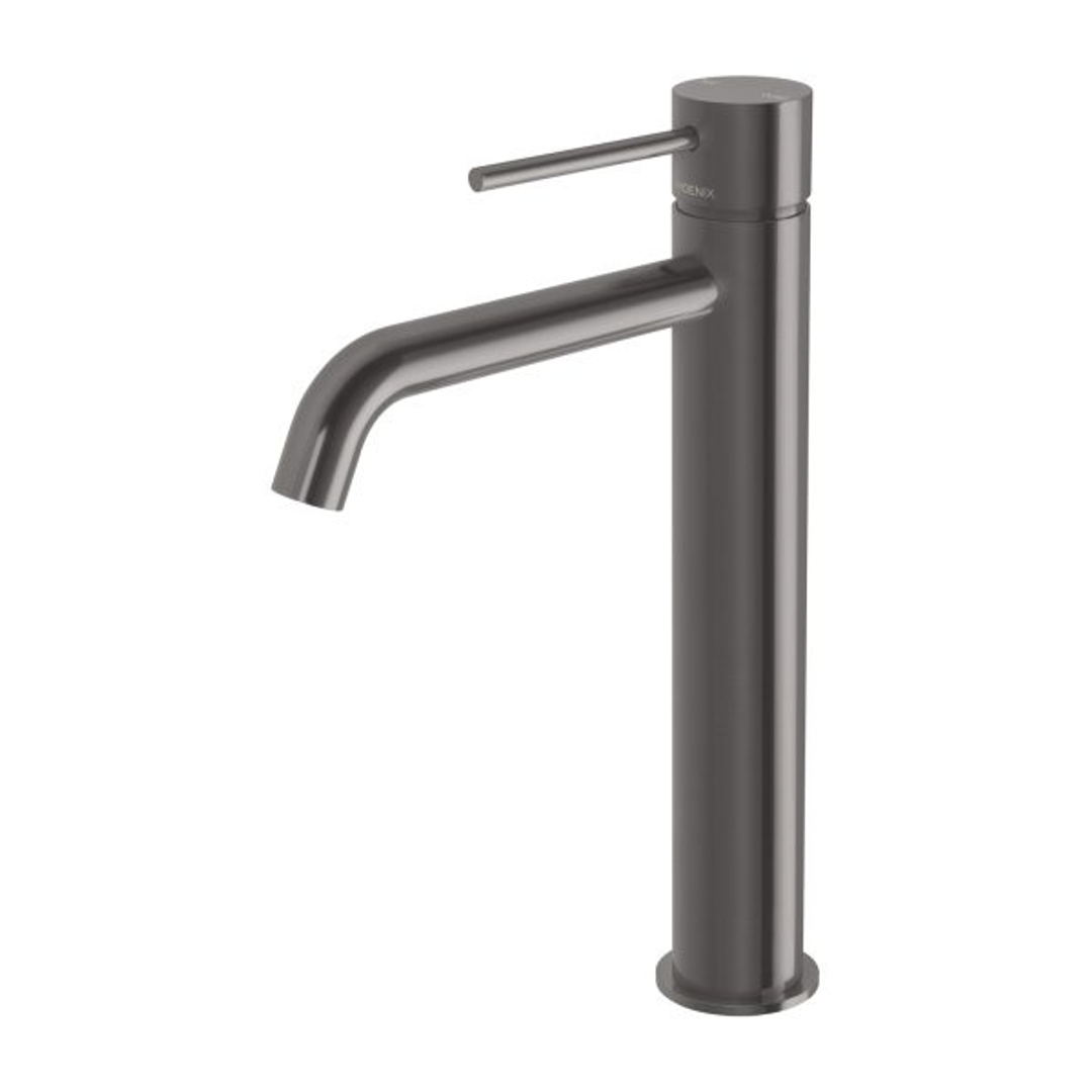 Vivid Slimline Vessel Phoenix Mixer Curved Outlet - Brushed Carbon