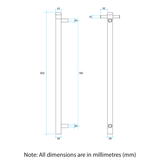 Thermorail STRAIGHT/ROUND 12V VERTICAL BAR 900X142X100MM 30W W/