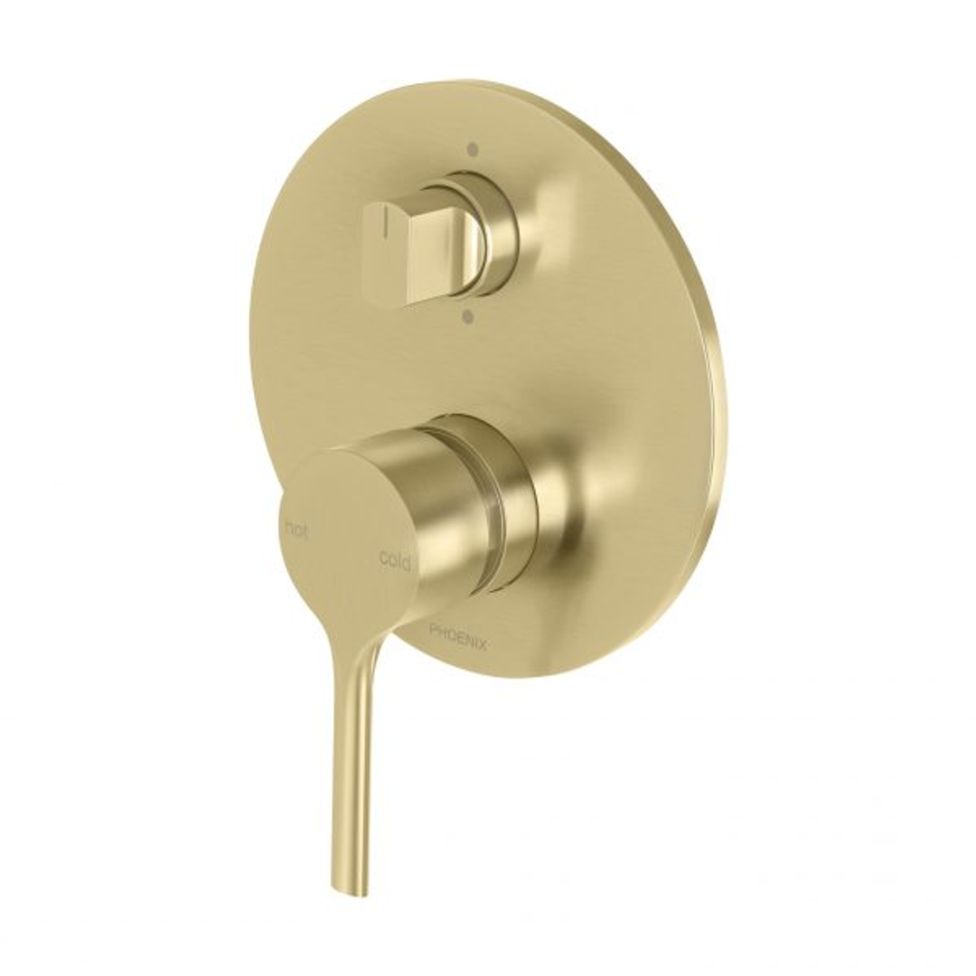 Phoenix Vivid Slimline Oval Shower/Bath Diverter Mixer - Brushed Gold