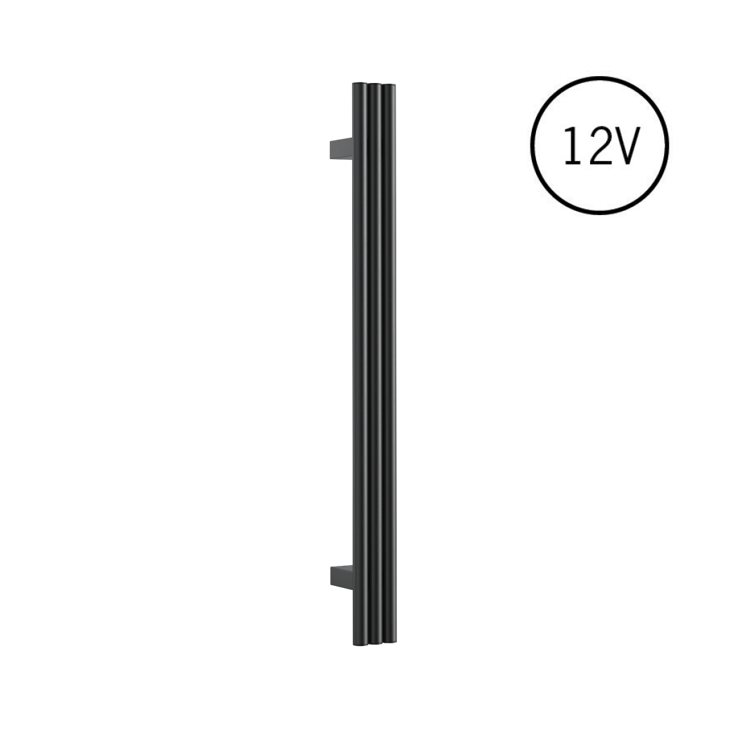 Thermorail Round/Triple Tube 12Volt Vertical Bar 900x75x100mm 39Watts - Matt Black