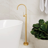 Vivid Slimline Floor Mounted Bath Phoenix Mixer - Brushed Gold