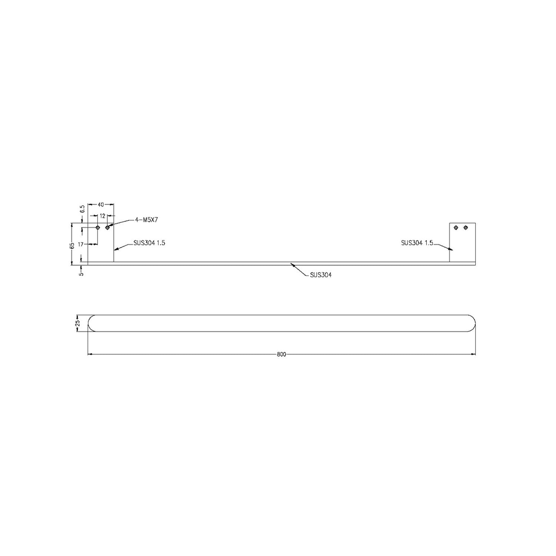 Nero Bianca Single Towel Rail 800Mm - Matte Black