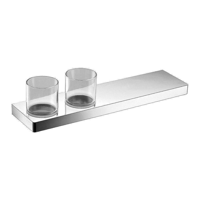 Streamline Arcisan Eneo Shelf With Double Glass Holder 40cm - Chrome