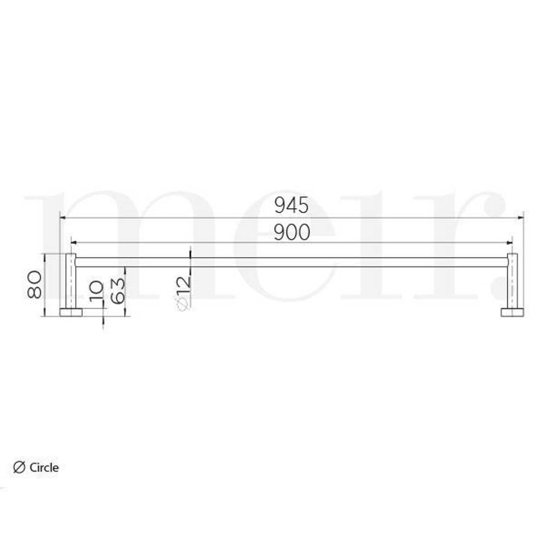 Meir Round Single Towel Rail 900Mm - Brushed Nickel