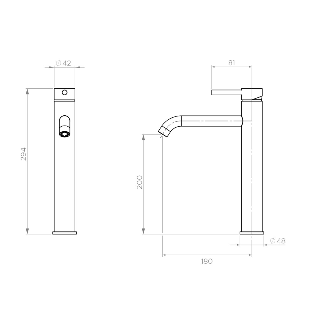 Axus Pin Lever Extended Height Basin Arcisan Streamline Mixer - Matte Black