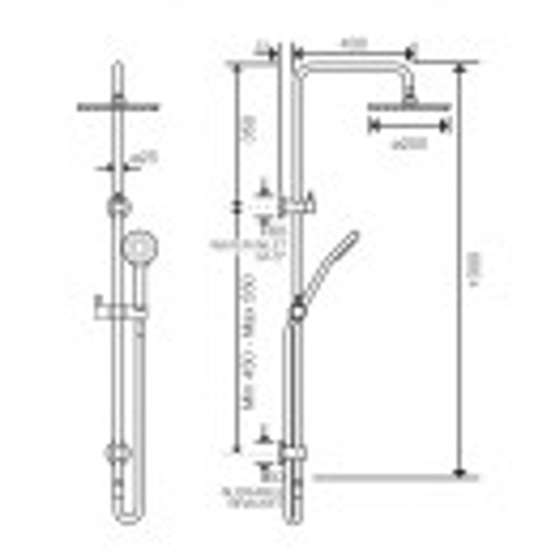 Streamline Axus Shower Column Bottom Div 250mm Head Air-Fusion H/Shower - Brushed Brass PVD