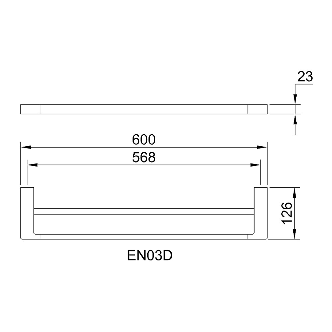 Streamline Arcisan Eneo Double Towel Rail 60cm - Matt Black