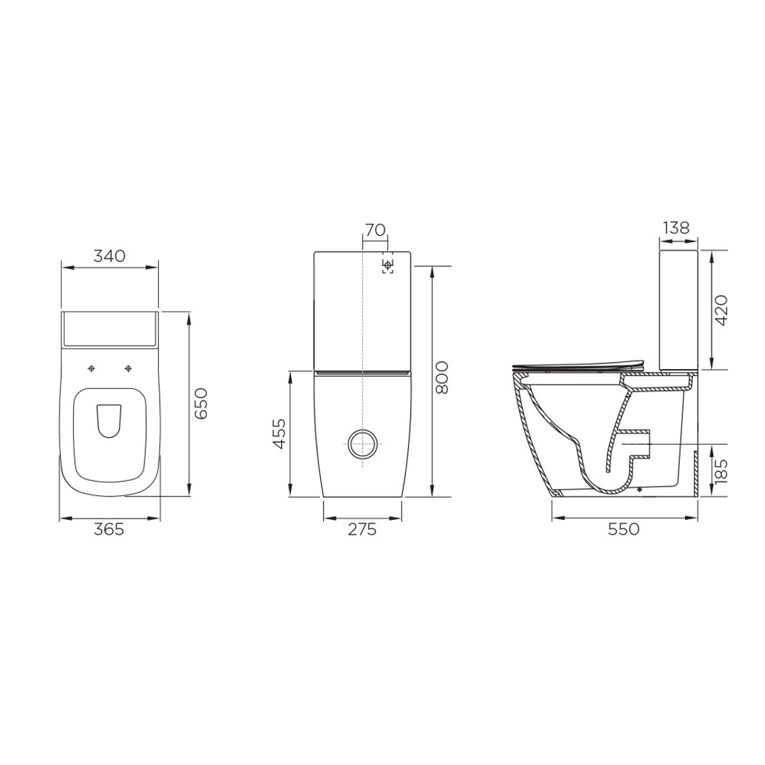 Streamline Eneo Btw Back Inlet Toilet Suite Slim Line Seat