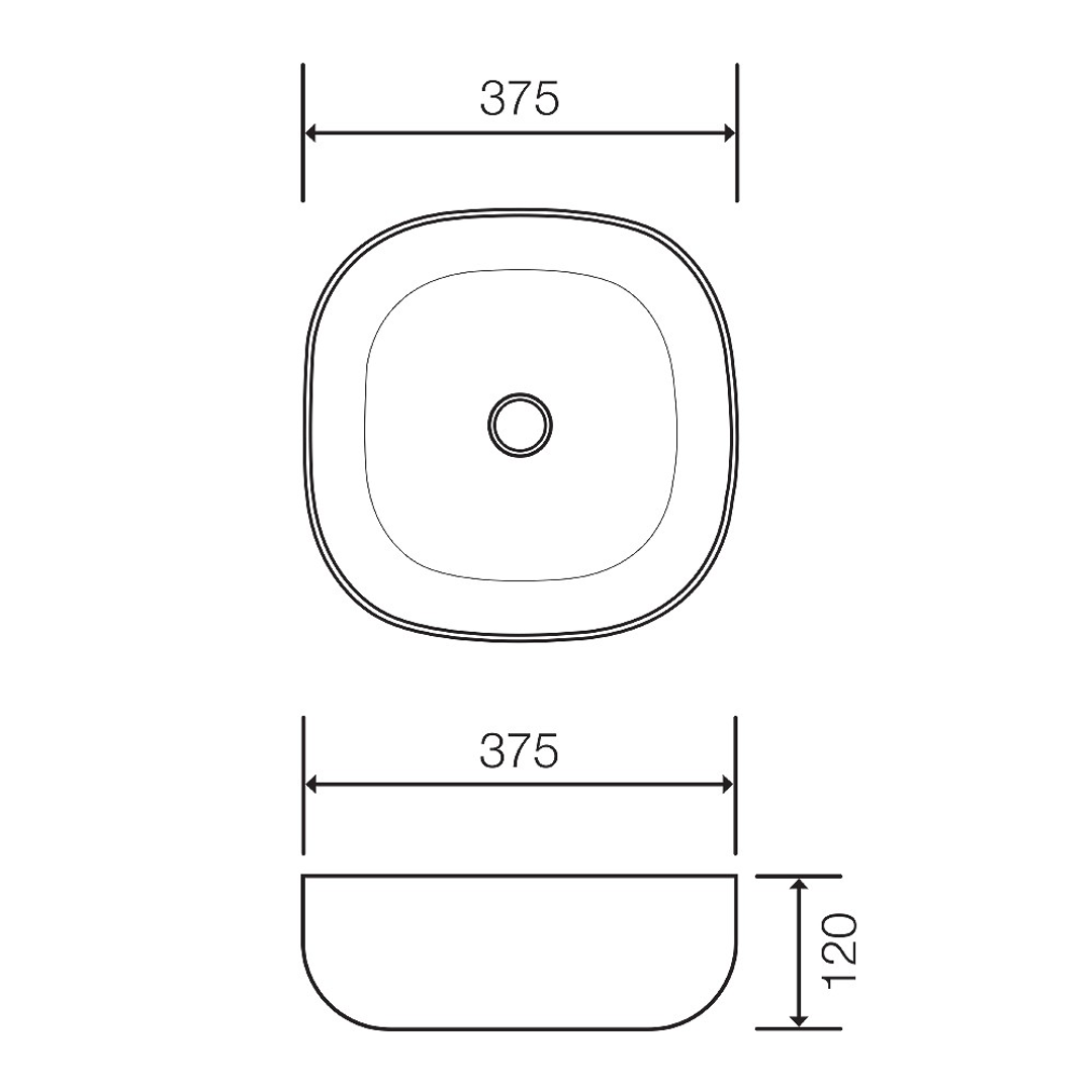 Streamline Arcisan Synergii Above Counter Basin  - 375mm X 375mm