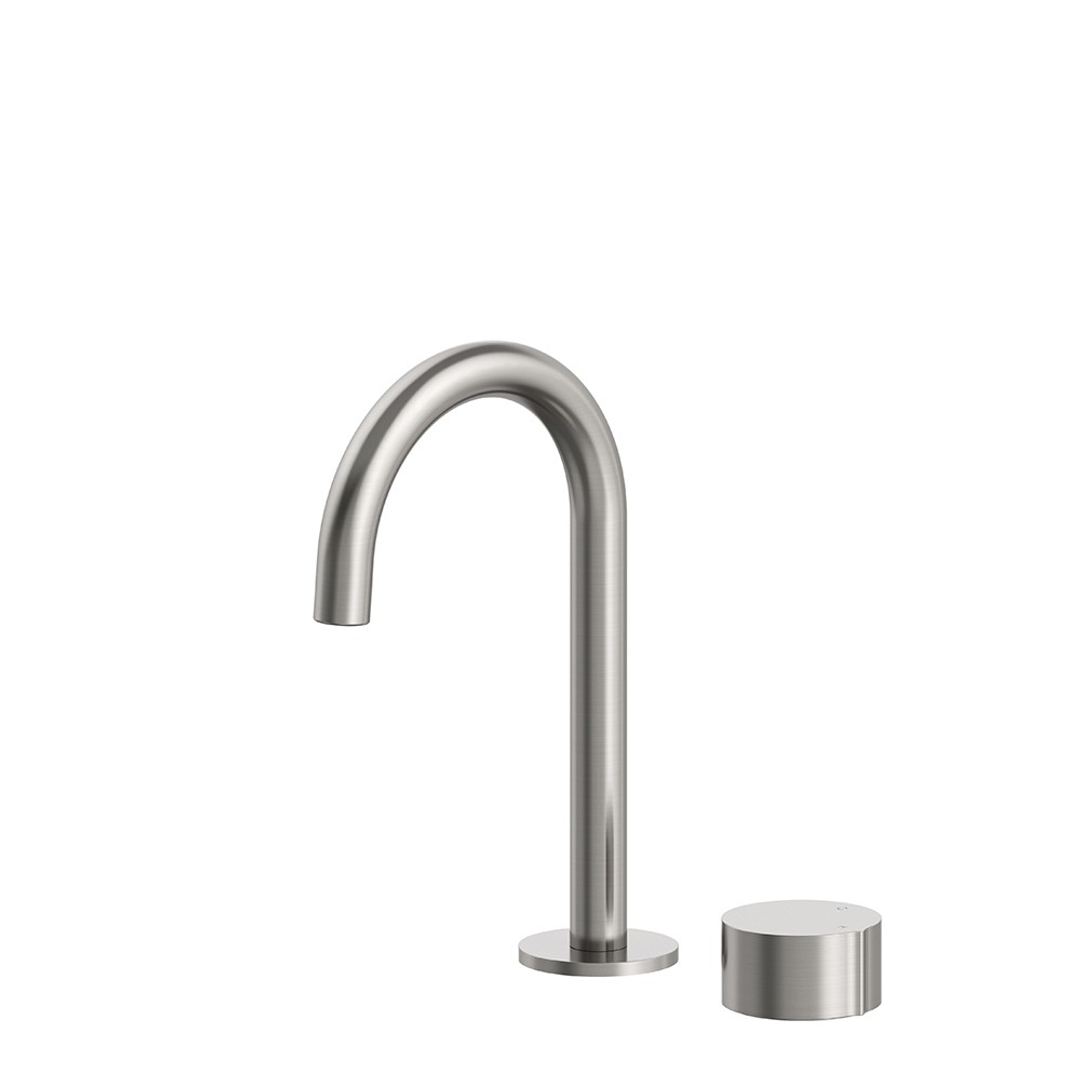 Streamline Venn 2 Hole Fixed Arch Spout Basin Mixer - Brushed Nickel