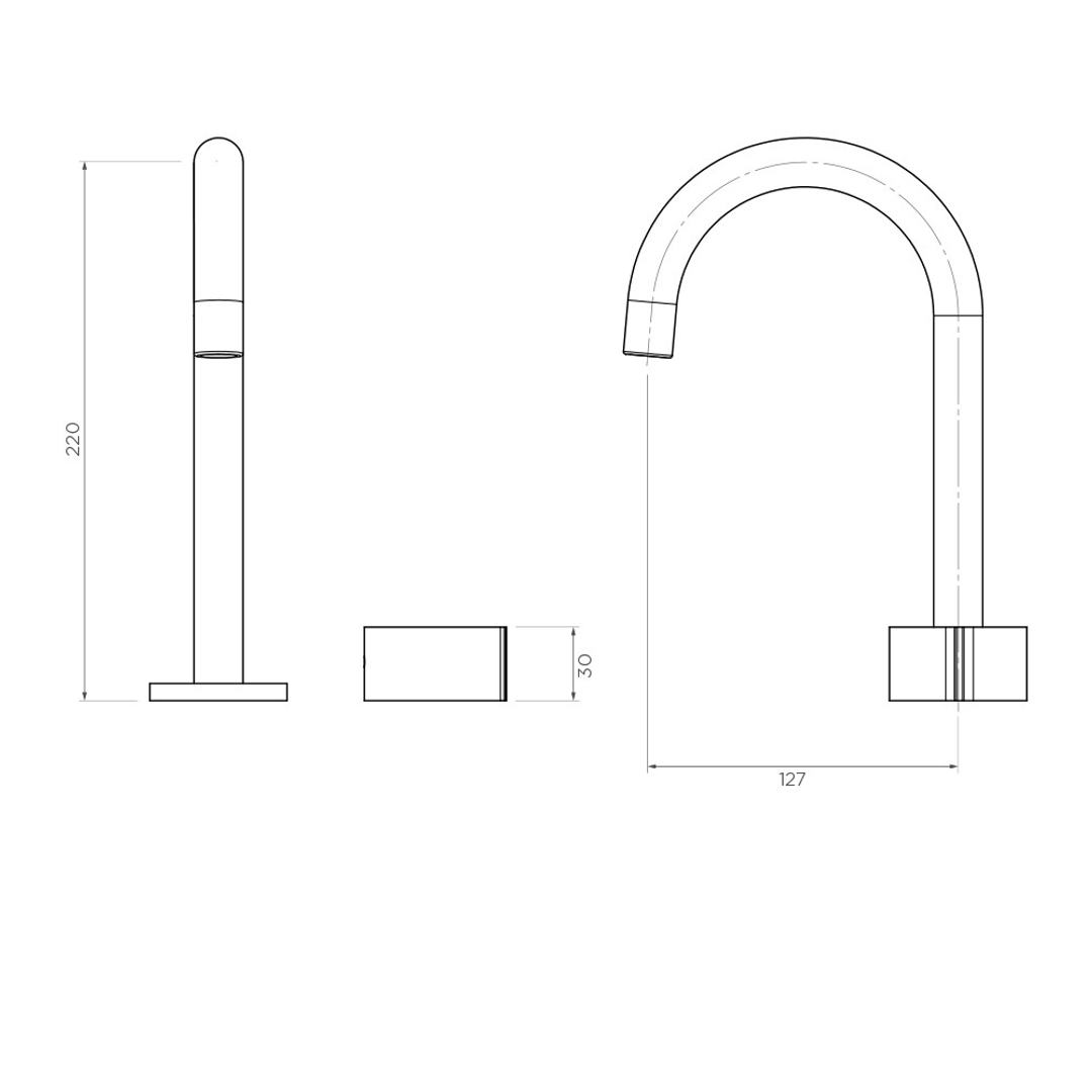 Streamline Venn 2 Hole Fixed Arch Spout Basin Mixer - Brushed Brass