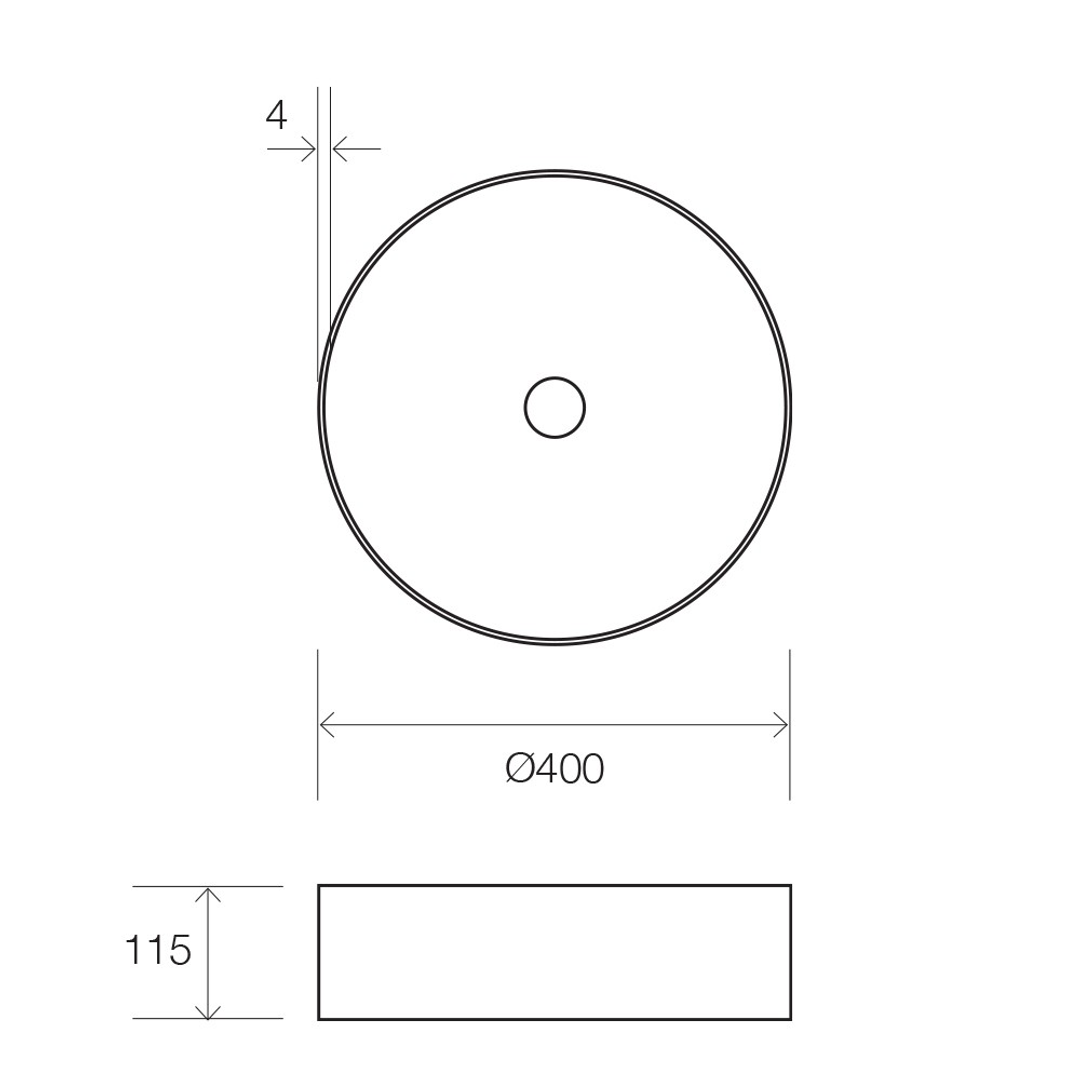 Venn 400mm Steel Above Counter Streamline Basin - Brushed Brass