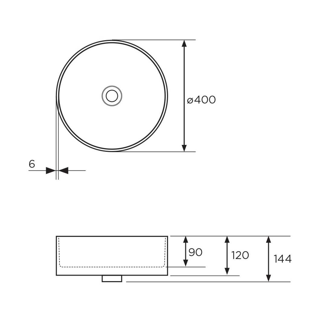 Streamline Arcisan Xoni Thin Round Above Counter Basin 400mm - Dia White