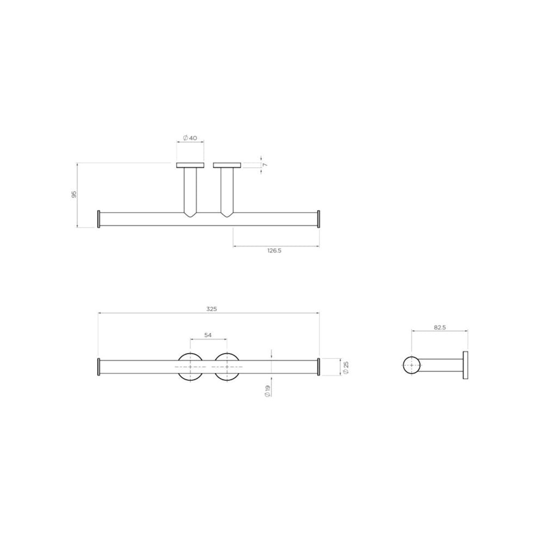 Streamline Axus Double Toilet Roll Holder With Two Wall Fixing Points Brushed Nickel PVD