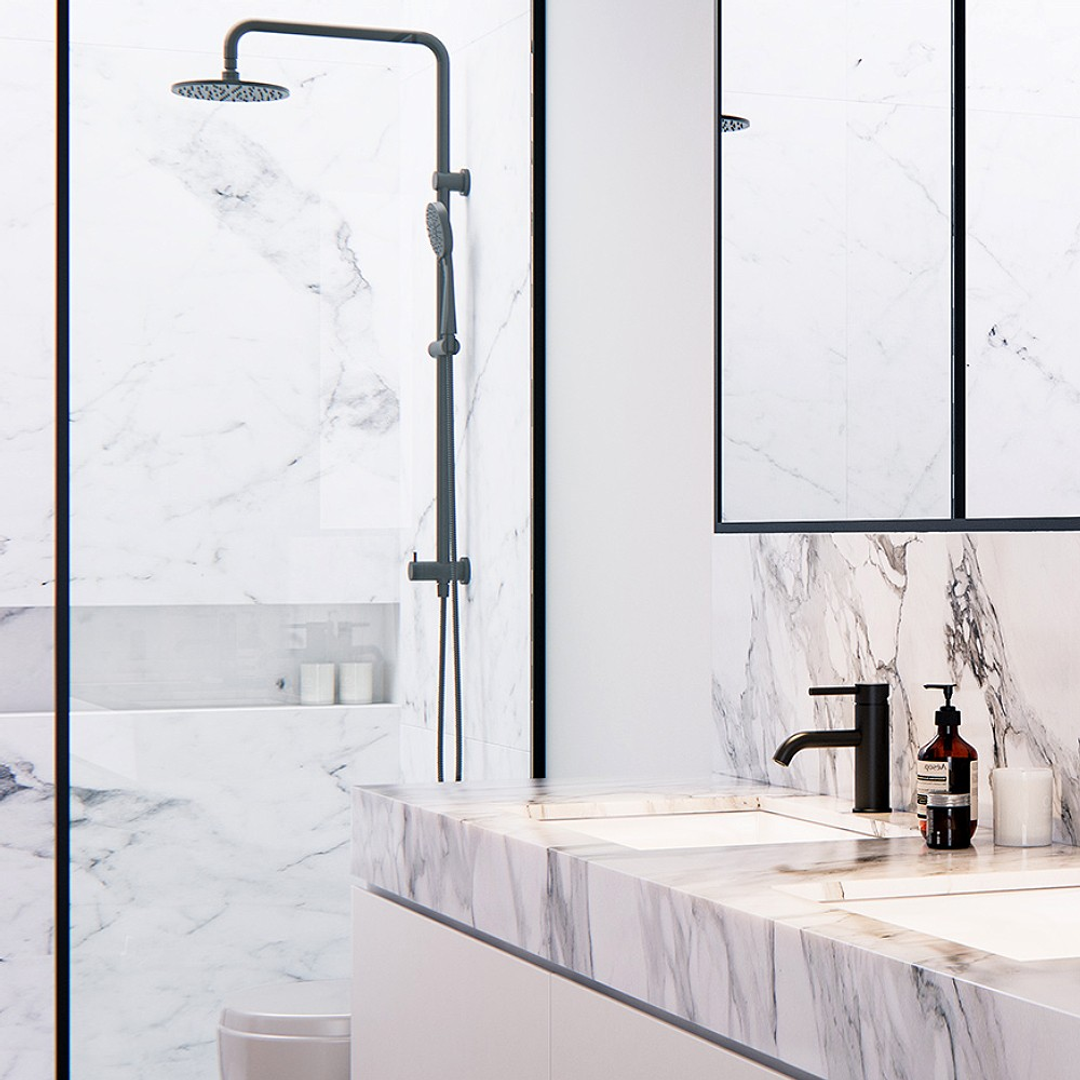 Axus Axus Streamline Shower Column C/W Hand Shower Bottom Diverter - Brushe ...