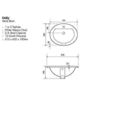 Aspire Unity Vanity Basin Inset 515 X 435 1 Tap Hole - White