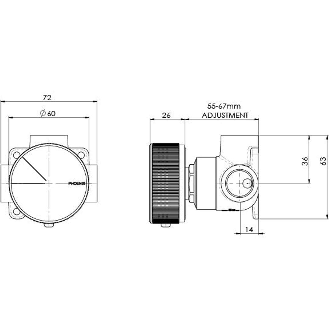 Axia Shower/Wall Phoenix Mixer - Matte Black
