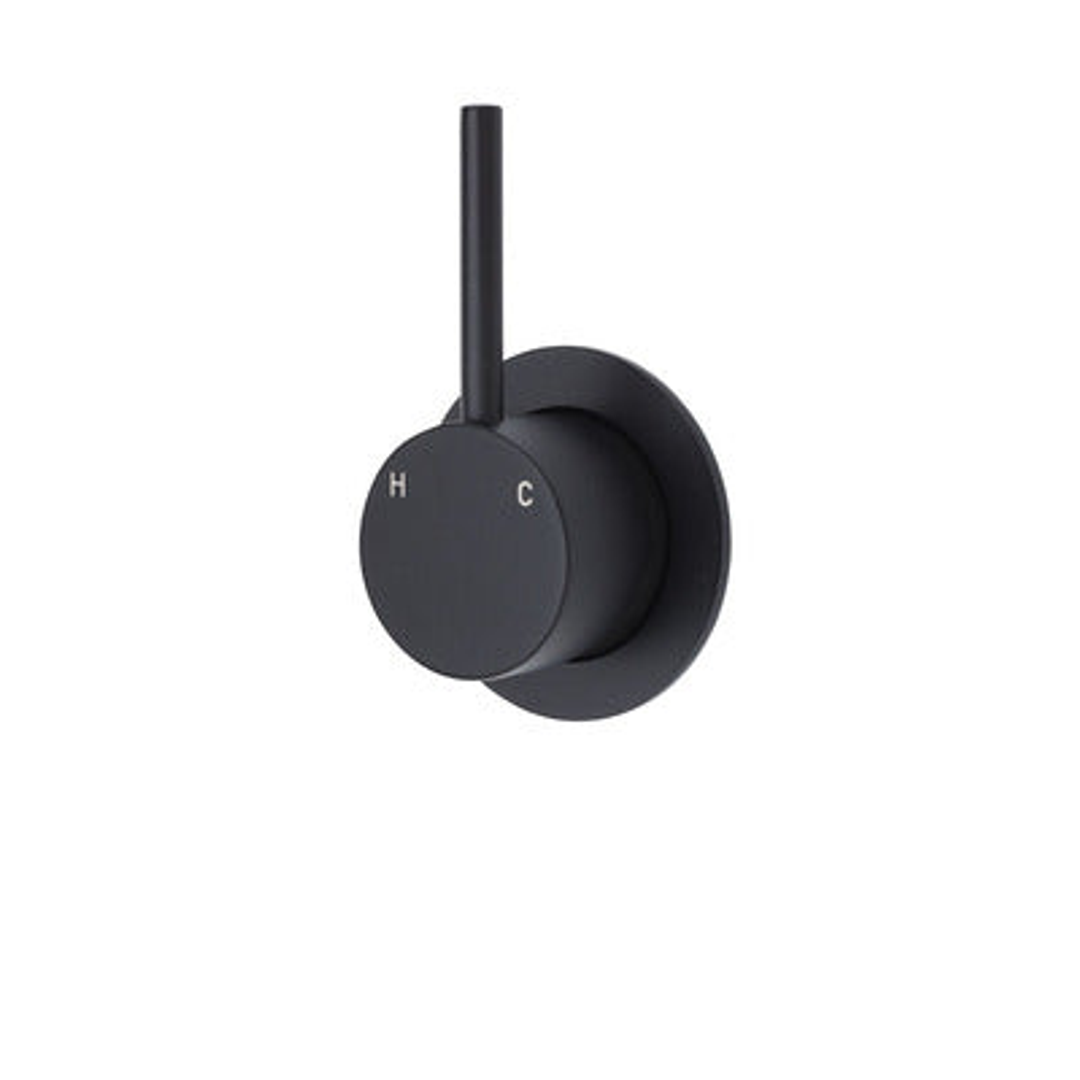 Fienza Kaya Up Wall Mixer With Minimal Round Plate - Matte Black