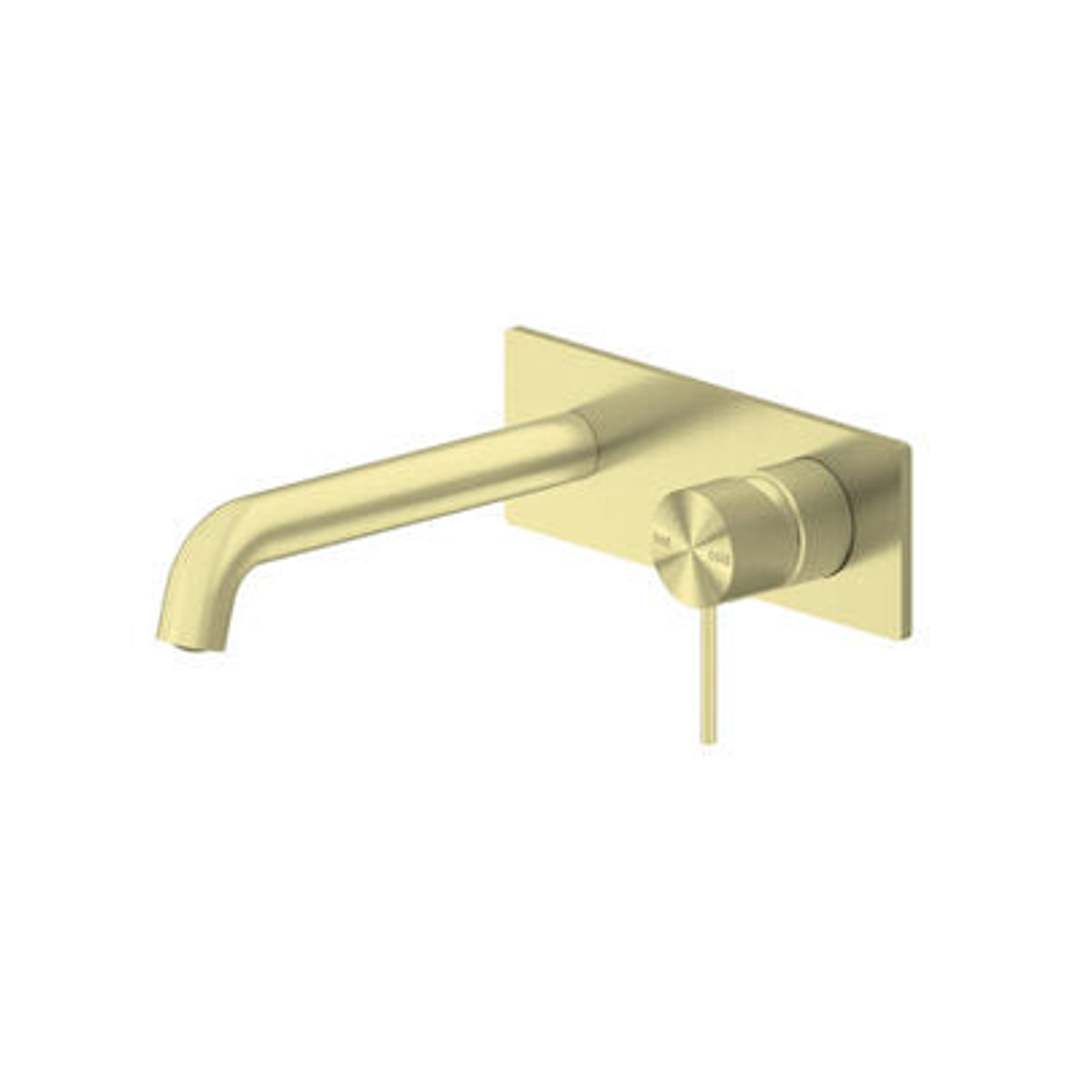 Nero Mecca Wall Basin Mixer 185mm Spout - Brushed Gold