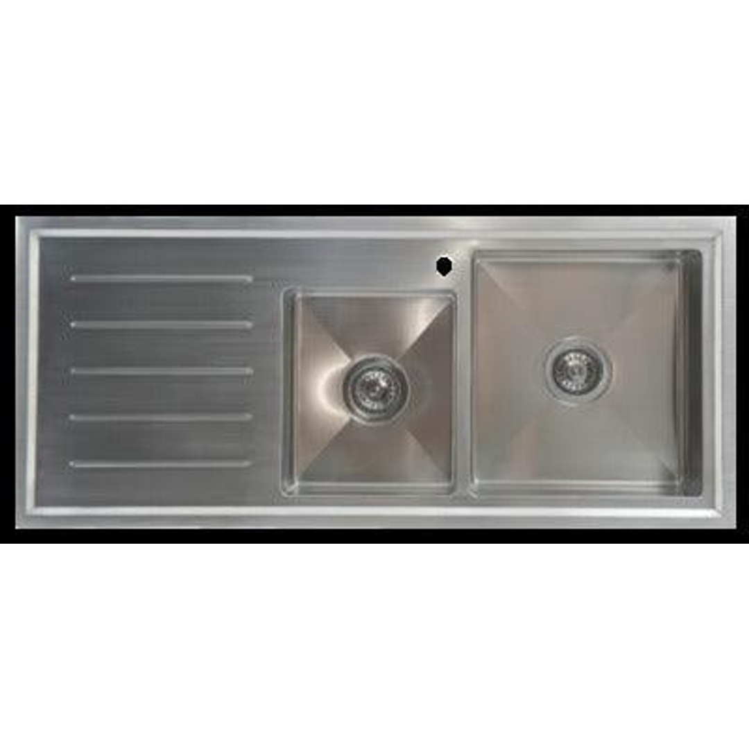 Interchange Kingston 1 & 3/4 Square  Sink With Drainer 1150 X 500 X 200 - 1 Tap Hole
