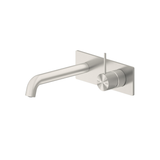 Nero Mecca Wall Basin Mixer Handle Up 160Mm Spout - Brushed Nickel