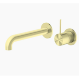 Mecca Wall Basin Nero Mixer Separate Back Plate Handle Up 185mm Spout - Brushed Gold