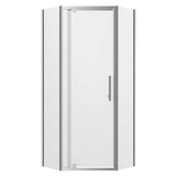 Oceano Louve Angle Pivot Neo Shower Screen Chrome - Front 900 x 1200mm