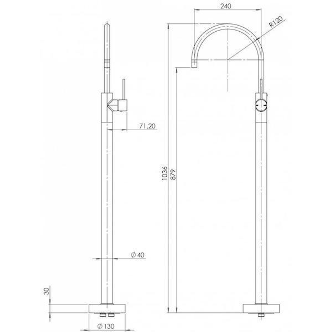 Vivid Slimline Floor Mounted Bath Phoenix Mixer- Matte Black