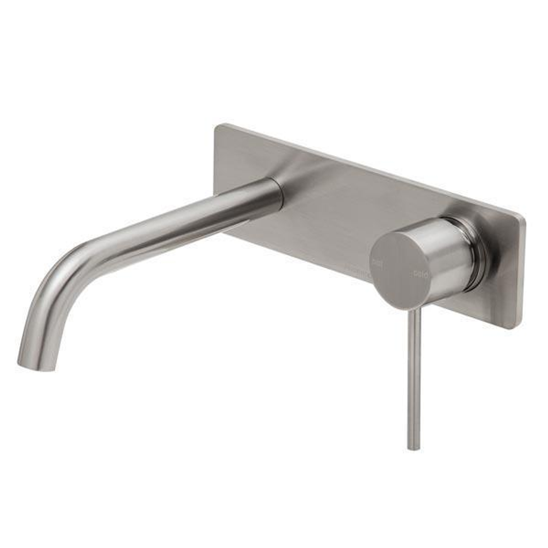 Wall Basin Phoenix Vivid Slimline Mixer Set Curved 180mm - Brushed Nickel