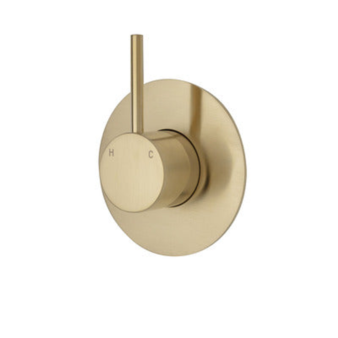 Fienza Kaya Up Wall Mixer - Urban Brass Large Round - Urban Brass Plate