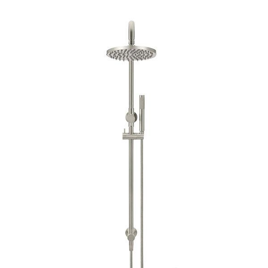 Meir Round Combination Shower Rail 200Mm Rose Single Function Hand Shower - Brushed Nickel