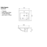 Aspire Unity Square Inset Basin - White 1 Tap Hole 425 X 425 X 170