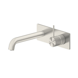 Nero Mecca Wall Basin Mixer Handle Up 185Mm Spout - Brushed Nickel