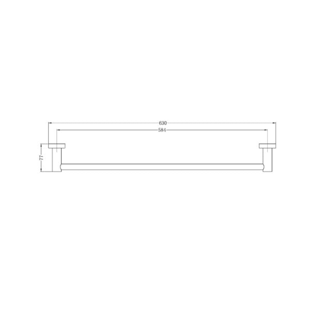 Nero Mecca Single Towel Rail 600Mm - Brushed Nickel