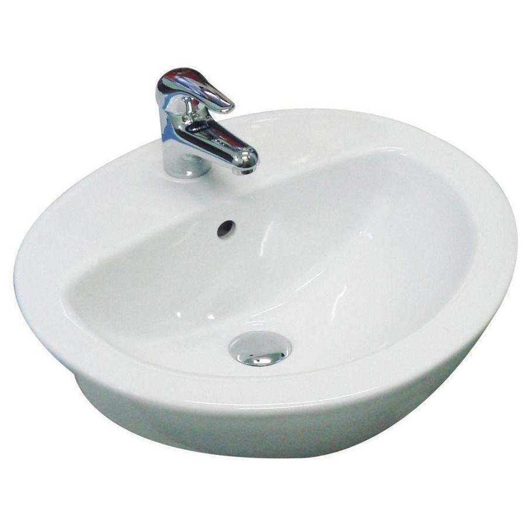 Aspire Unity Semi-Recess Round Basin 500X445 1 Tap Hole - White