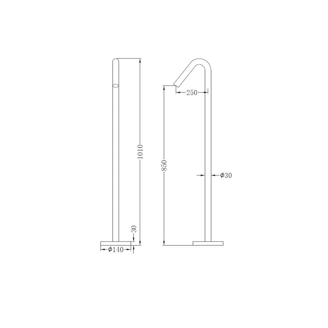 Nero Bianca Floor Standing Bath Spout - Matte Black