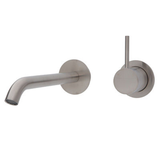 Fienza Kaya Up Basin/Bath Wall Mixer 200mm Outlet Set Round Plates - Brushed Nickel/Brushed Nickel