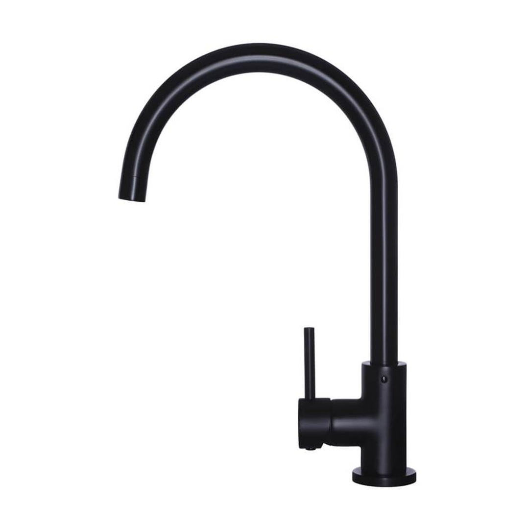 Meir Round Gooseneck Kitchen Mixer Tap - Matte Black