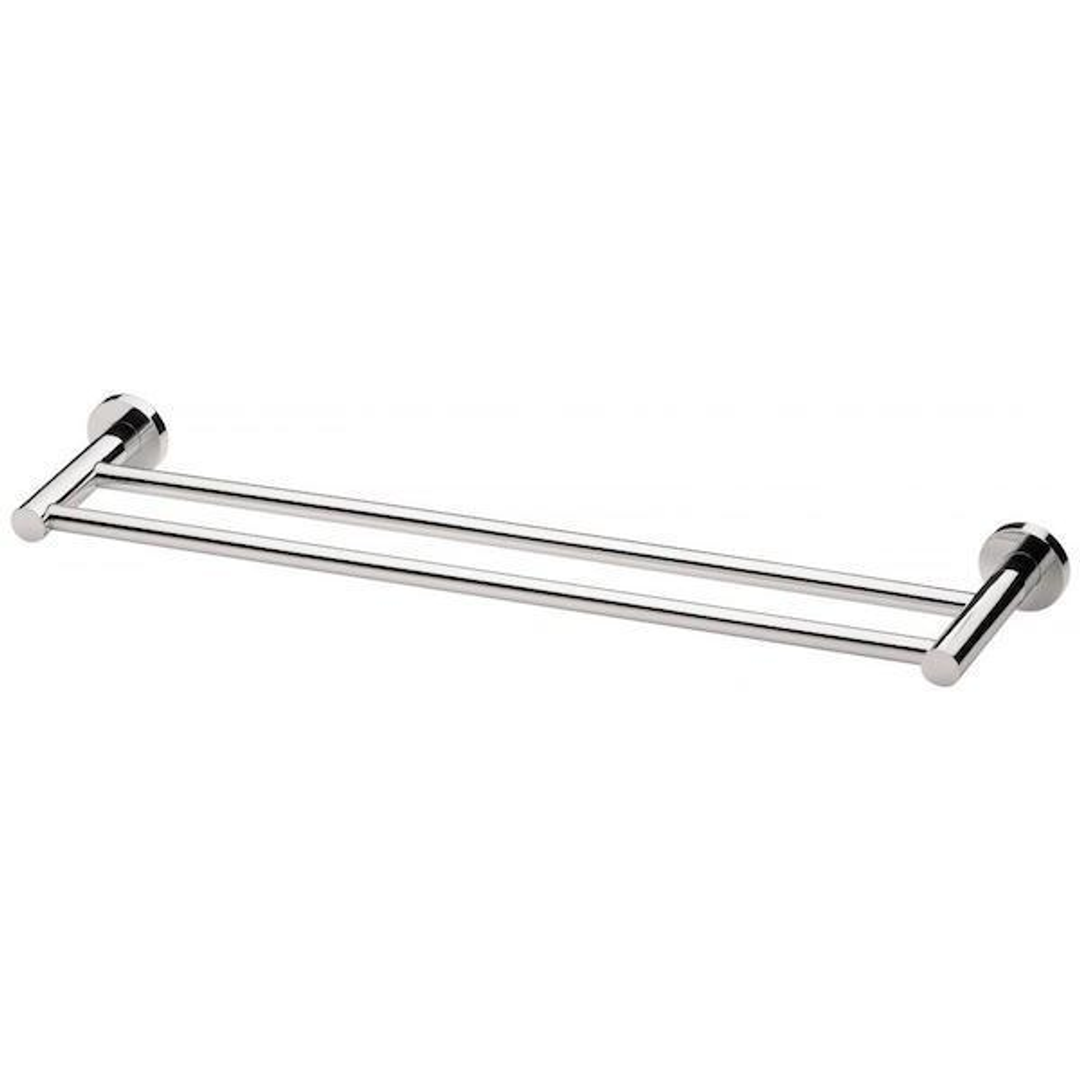 Phoenix Radii Double Towel Rail 800Mm Round Plate - Chrome