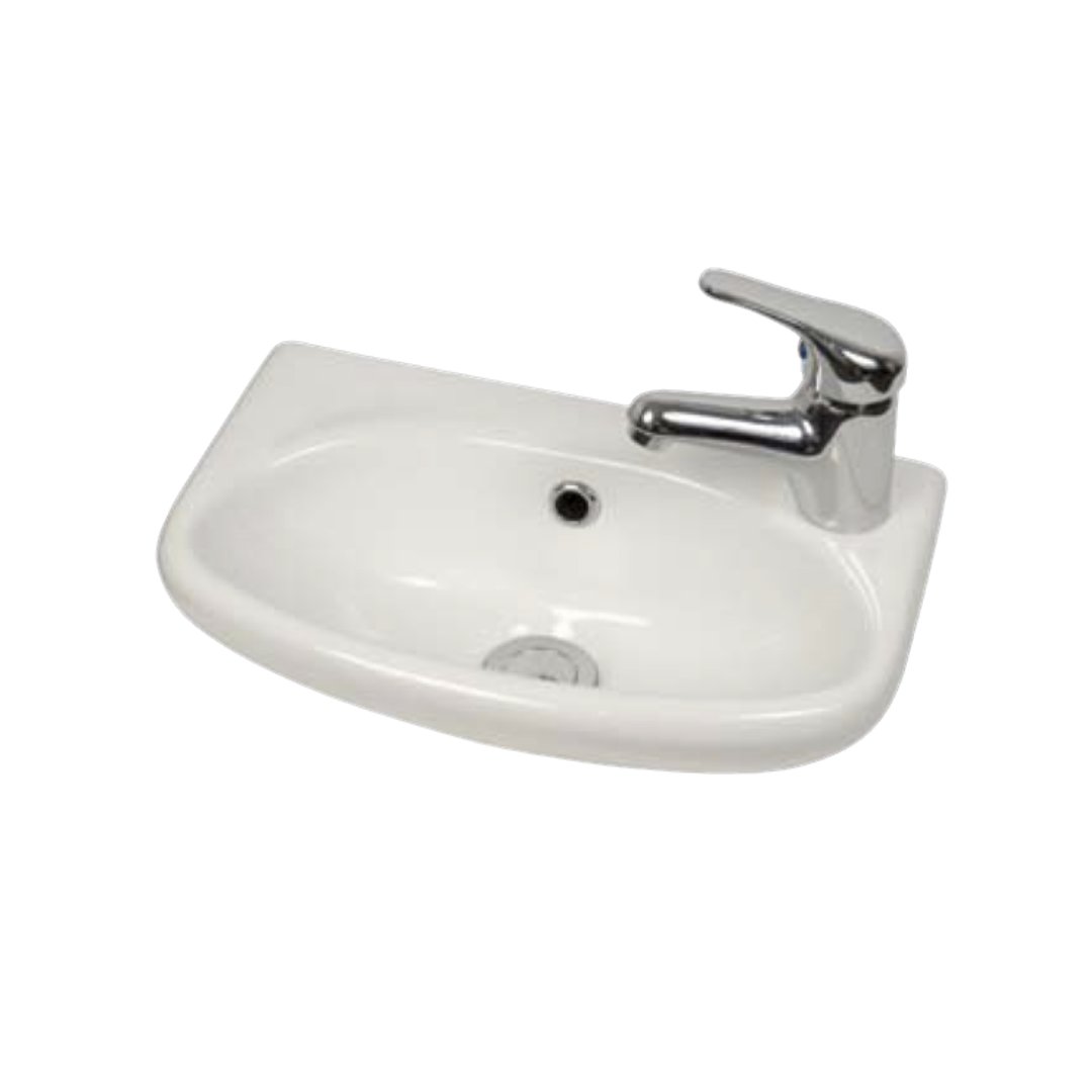 Aspire Unity Compact Wall Hung Basin 383X248 1 Tap Hole Rhs - White