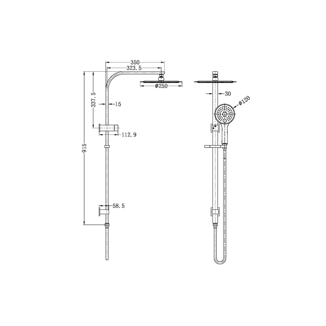 Nero Bianca New Shower Set - Brushed Nickel