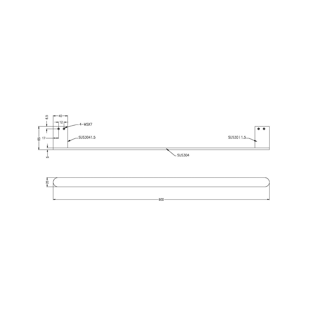 Nero Bianca Single Towel Rail 600Mm - Matte Black