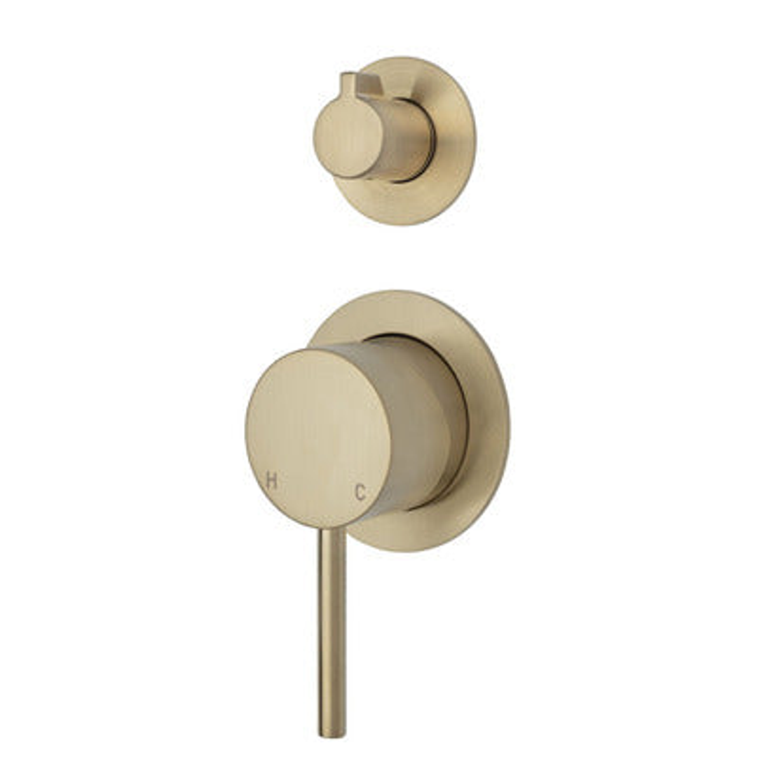 Fienza Kaya Divertor Mixer - Urban Brass Small Round - Urban Brass Plates