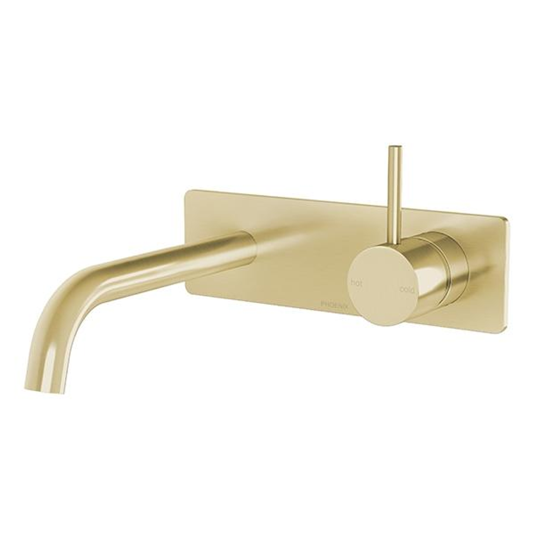 Vivid Slimline Up Wall Basin/Bath Phoenix Mixer Set - Brushed Gold