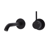 Fienza Kaya Up Basin/Bath Wall Mixer 160mm Outlet Set Round Plates - Matte Black/Matte Black