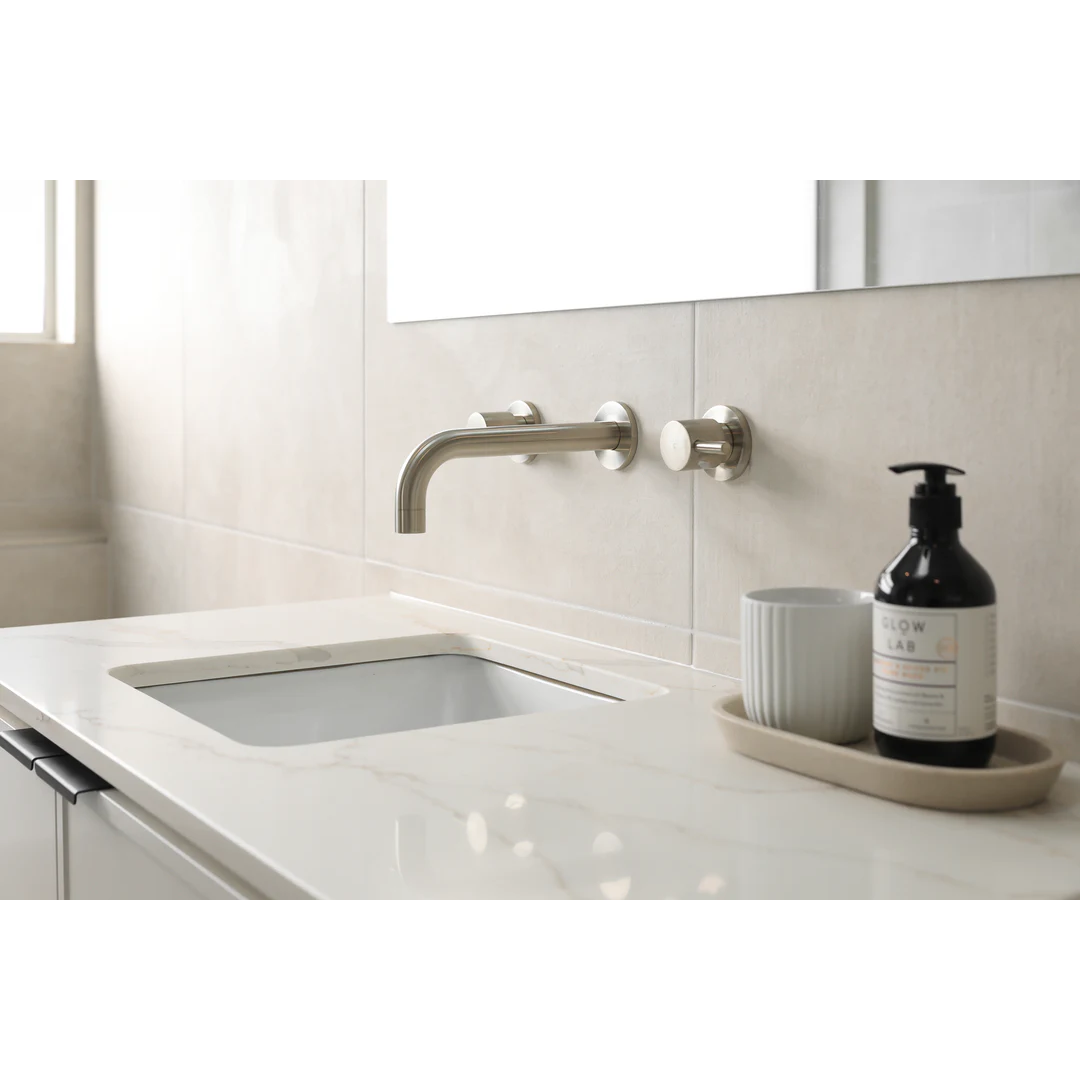 Meir Round Quarter Turn Wall Top Assemblies - Brushed Nickel
