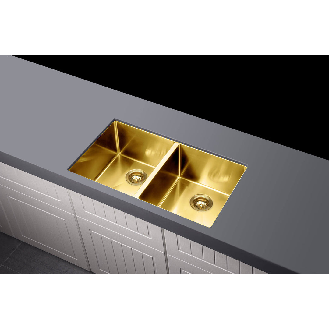 Meir Kitchen Sink Double Bowl 760 X 440 - Tiger Bronze