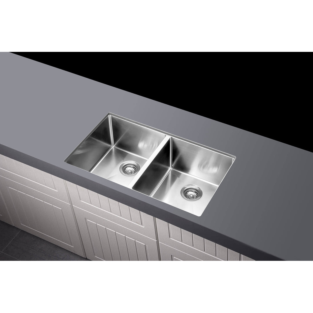 Meir Kitchen Sink Double Bowl 760 X 440 - Brushed Nickel