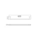 Nero Pearl/Vitra Single Towel Rail 600mm - Chrome